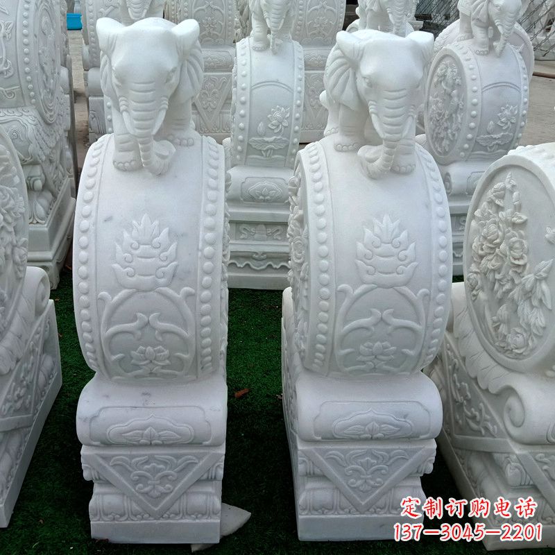 仿古门墩石雕 抱鼓石仿古雕刻