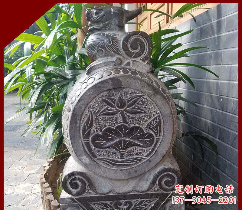 仿古貔貅抱鼓石招财镇宅门墩石雕
