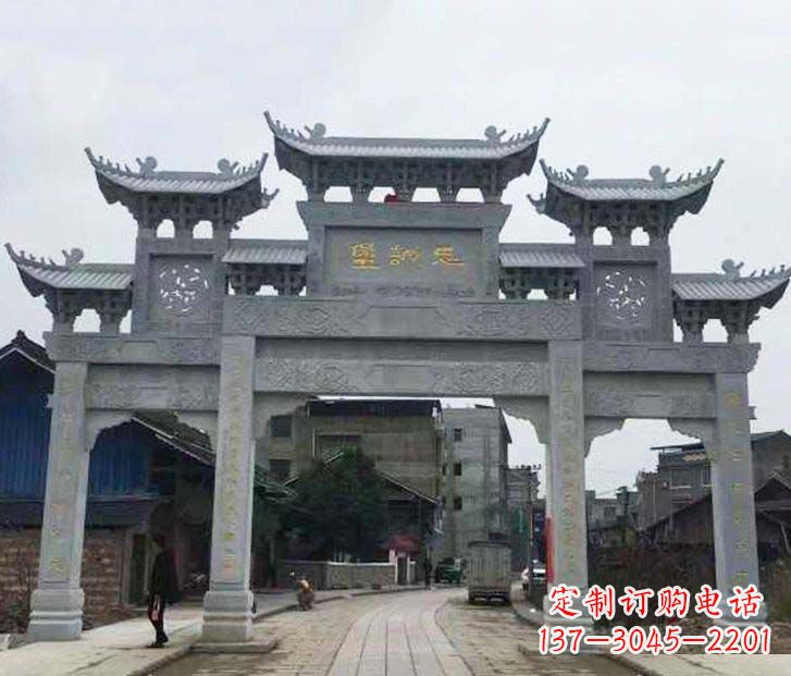 仿古三门五楼牌坊石雕