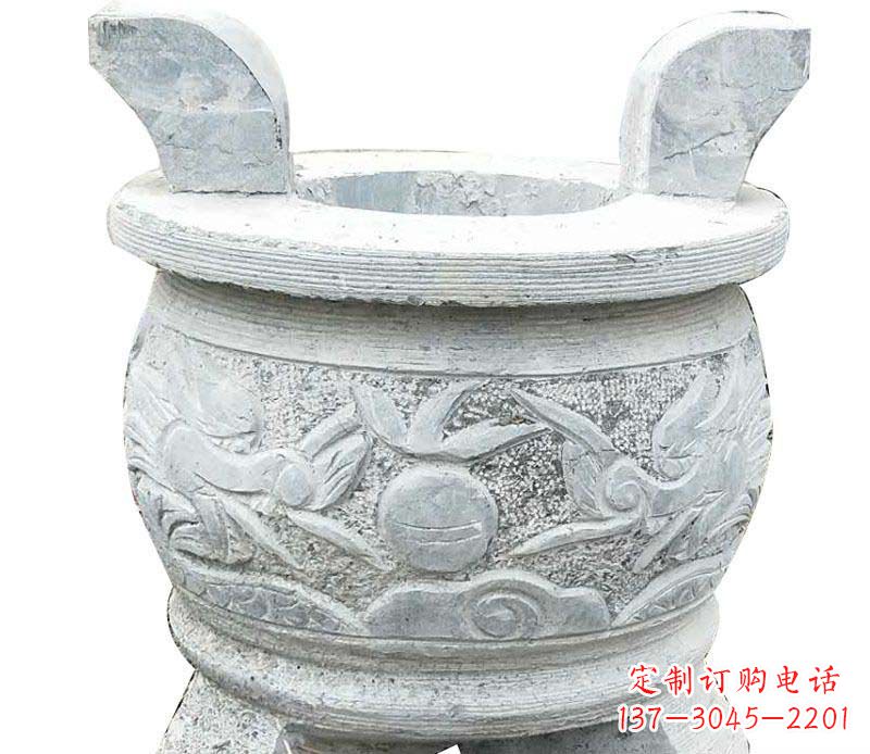 仿古三足香炉石雕 (2)