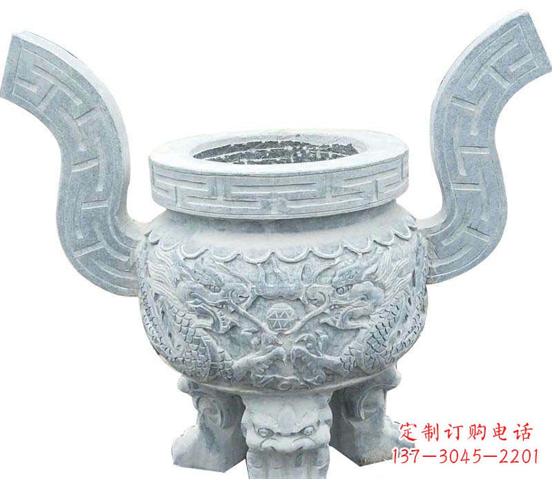 仿古三足香炉石雕
