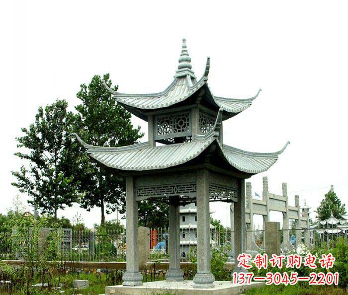 仿古双层石雕凉亭