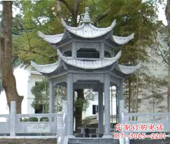 仿古园林双层石雕凉亭