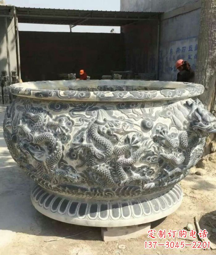 仿古圆形石水缸 (2)