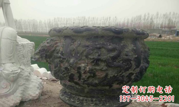 仿古圆形水缸石雕 (2)