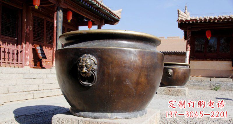 仿古圆形水缸铜雕 仿古圆形水缸铜雕