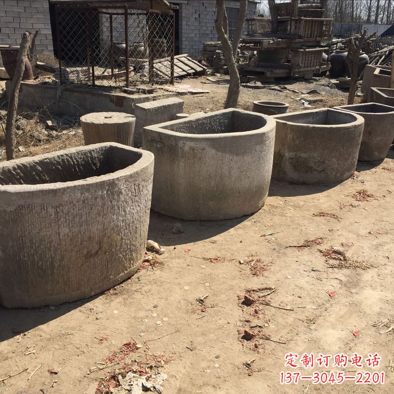 仿古做旧弧形石槽