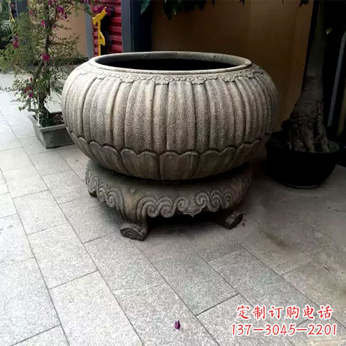 仿古做旧石雕花盆水缸