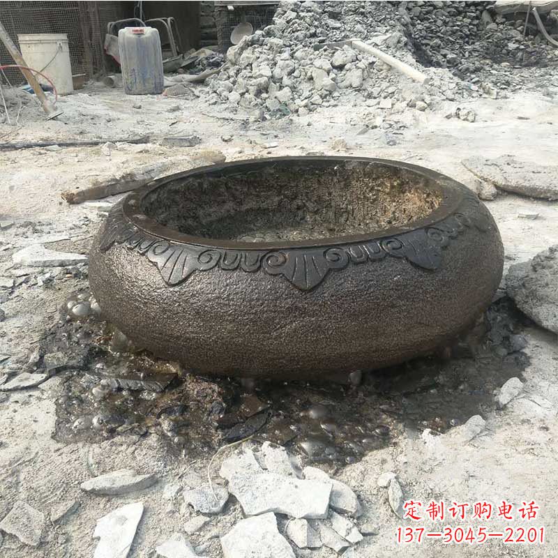 仿古做旧圆形石缸