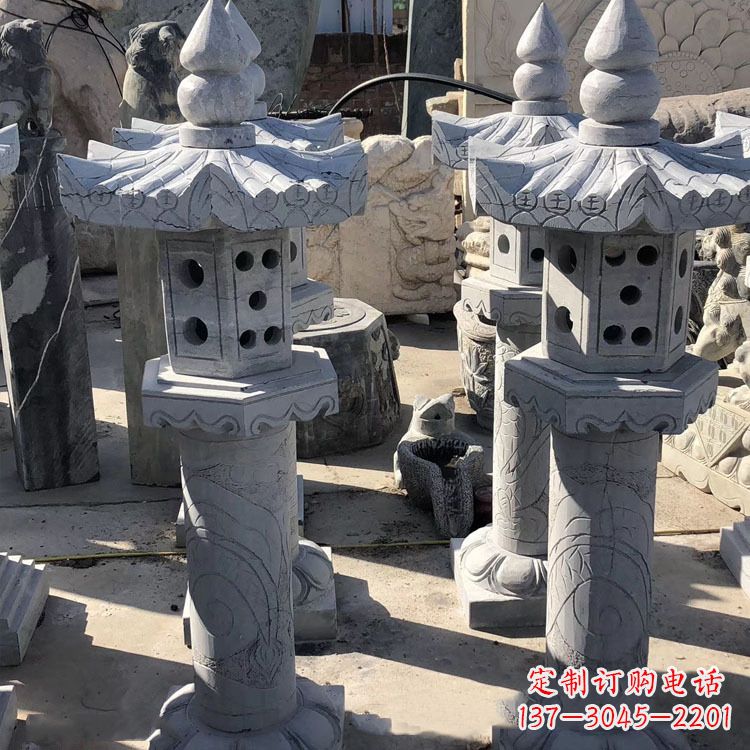 中式仿古青石灯笼雕塑 中式仿古青石灯笼雕塑