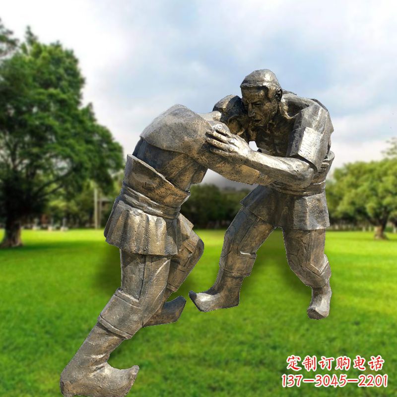 仿铜摔跤人物雕塑