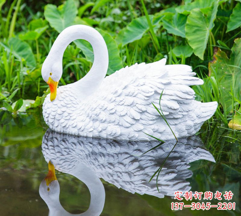 仿真大白鹅曲颈低头款