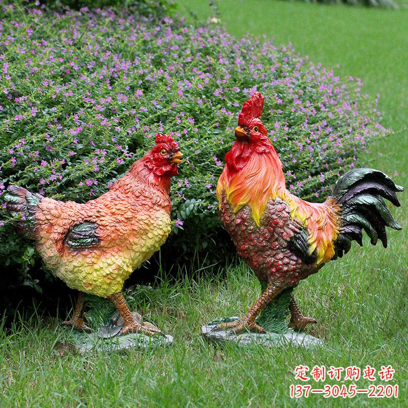 仿真公鸡母鸡农家院装饰雕塑