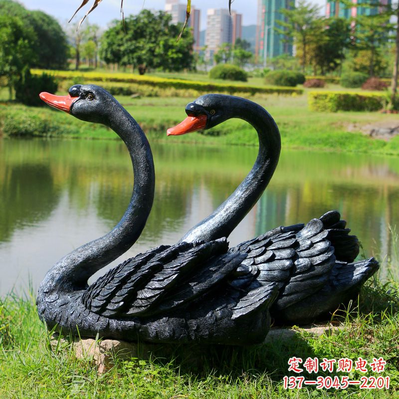 仿真黑天鹅玻璃钢雕塑-公园园林水景装饰动物雕塑