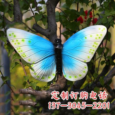 蓝白色雕塑 - 仿真/蝴蝶/蓝白色/40x42x13 蓝白色雕塑 - 仿真/蝴蝶/蓝白色/40x42x13