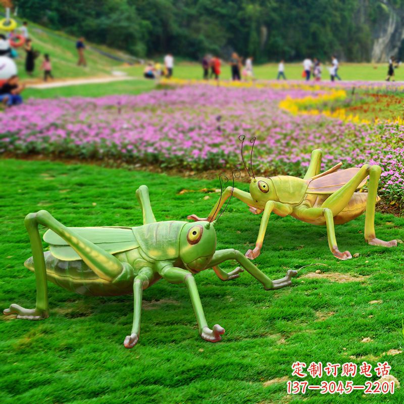 仿真蝗虫蚂蚱草坪草丛动物雕塑摆件