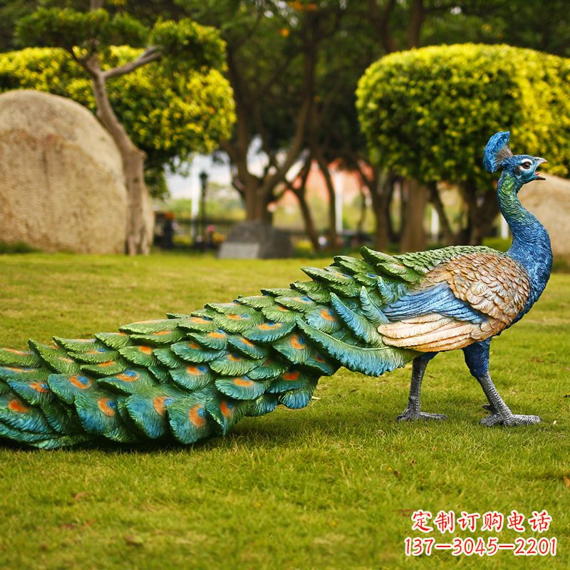 仿真孔雀雕塑-动物园植物园草坪仿真动物摆件