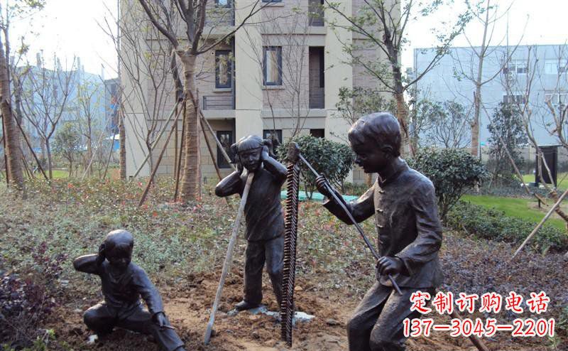 放鞭炮的儿童公园景观铜雕