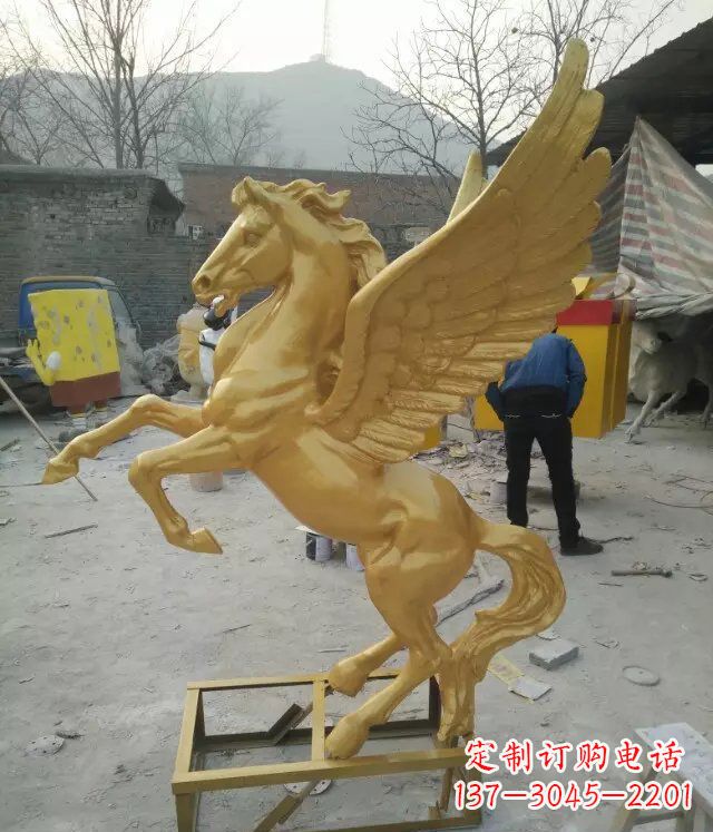 飞马动物铜雕 (2)