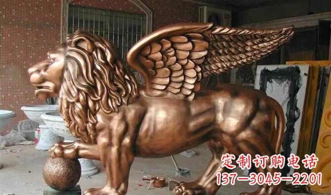 飞狮玻璃钢仿铜动物雕塑