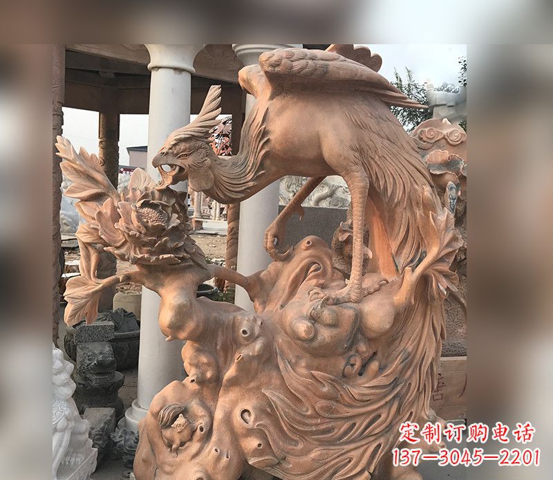 凤凰雕塑 - 凤凰/牡丹/石雕 凤凰雕塑 - 凤凰/牡丹/石雕