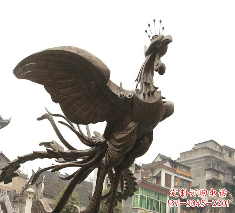凤凰展翅铜雕