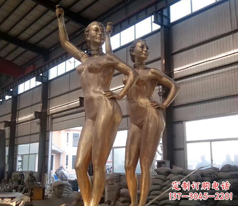 妇女现代人物铜雕