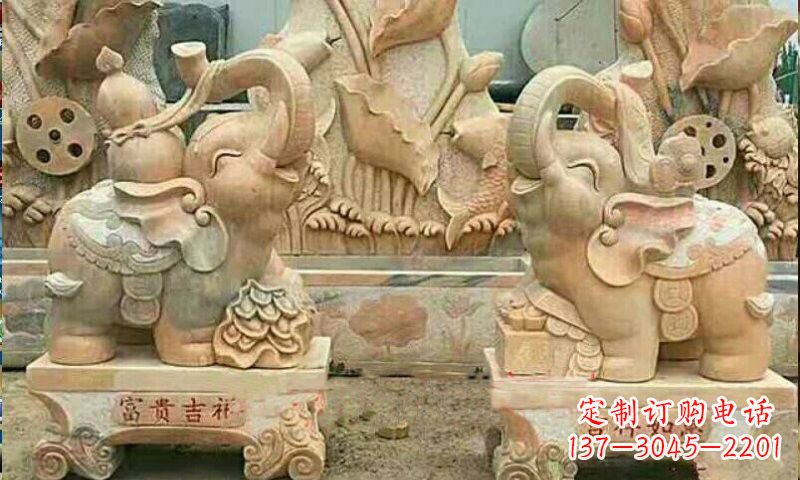 富贵吉祥大象石雕