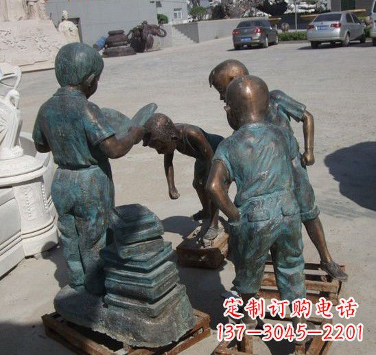 童话般的梦幻小孩铜雕塑 童话般的梦幻小孩铜雕塑
