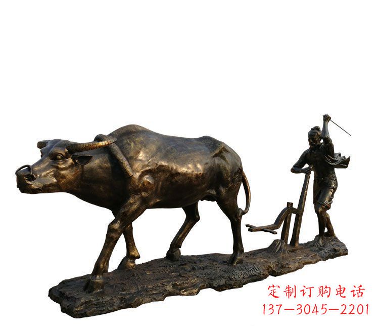 耕地牛园林景观铜雕