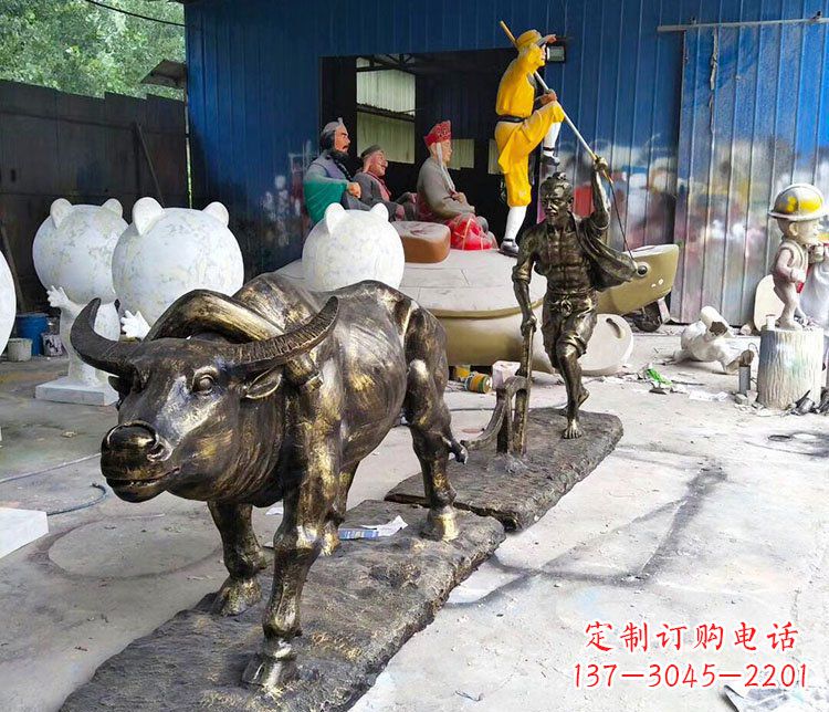 耕犁的人物农场景观铜雕
