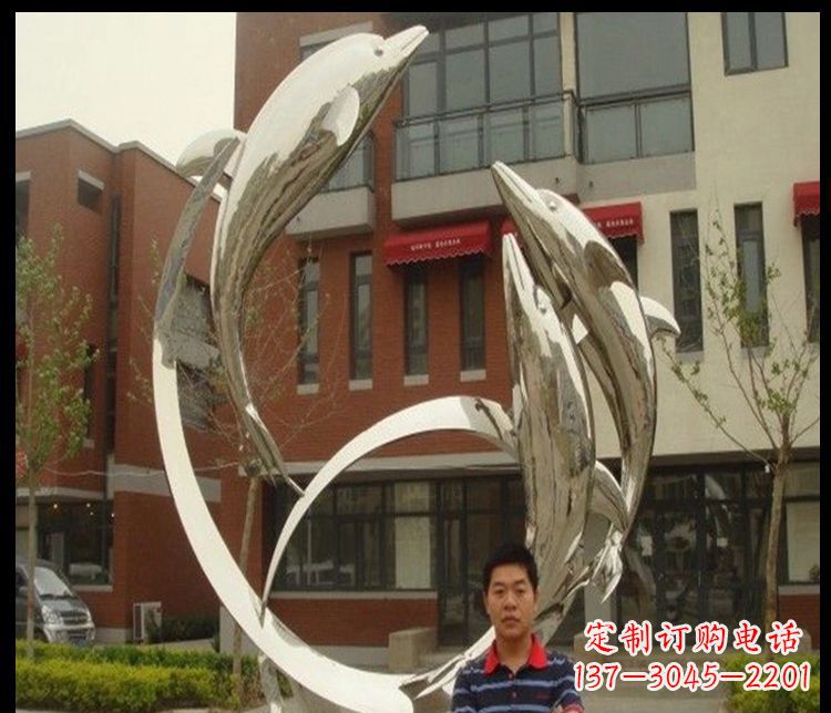 精细不锈钢海豚雕塑 精细不锈钢海豚雕塑