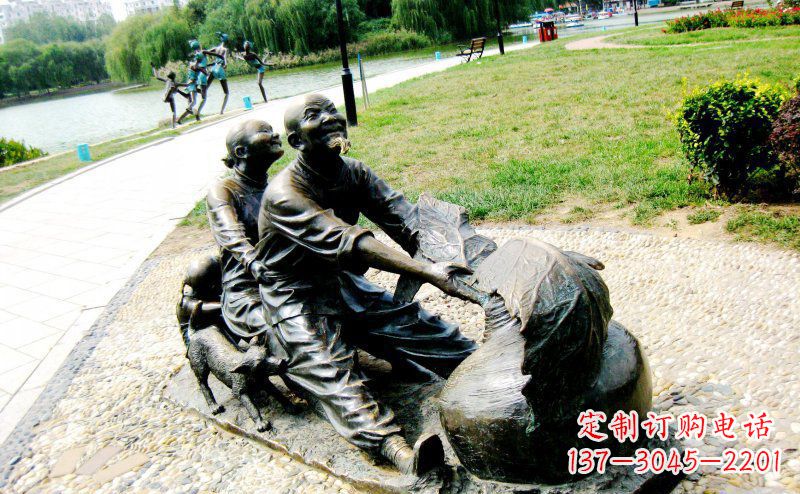 公园拔萝卜小品人物铜雕
