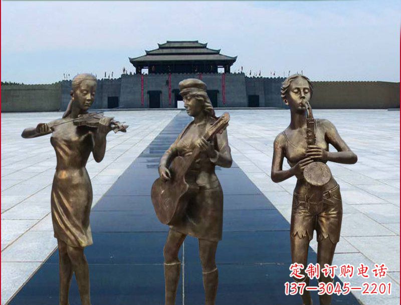 公园摆件音乐人物铜雕