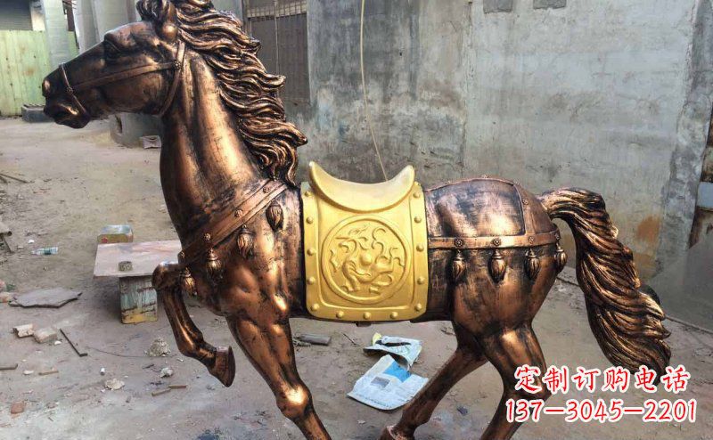 公园奔跑的马动物铜雕 (4)