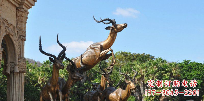 公园奔跑羚羊动物铜雕