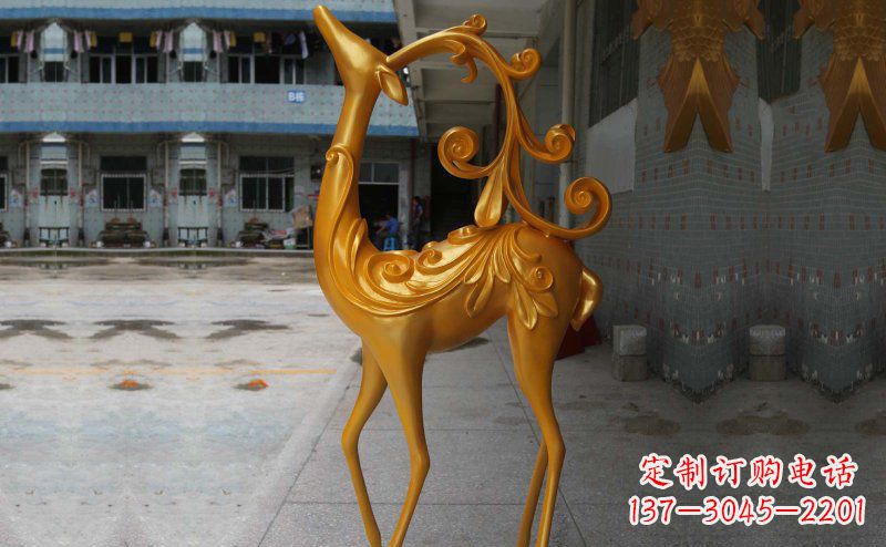 公园玻璃钢小鹿雕塑