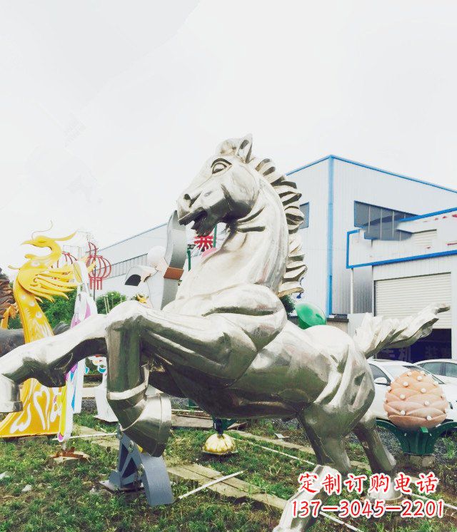 公园不锈钢奔马雕塑 (2)