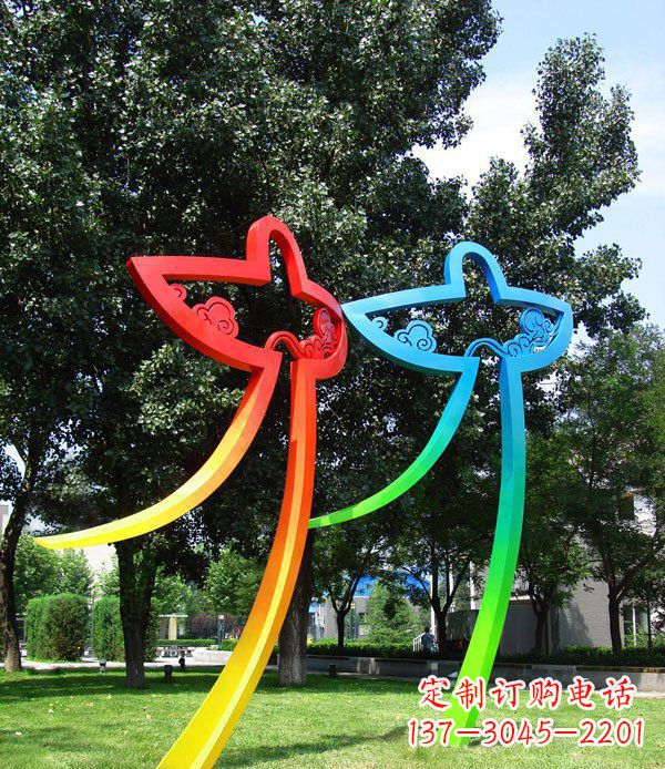 公园不锈钢抽象风筝雕塑