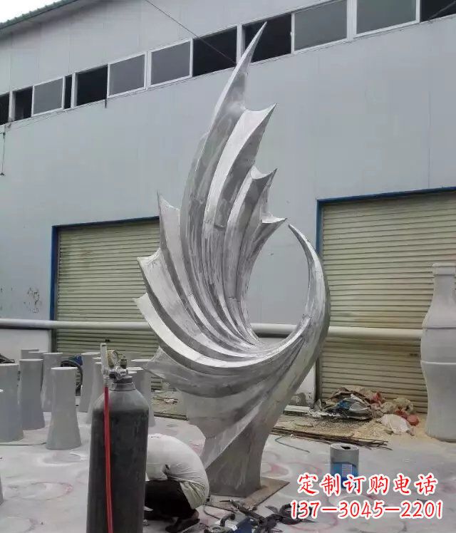 公园不锈钢抽象凤凰雕塑 (5)