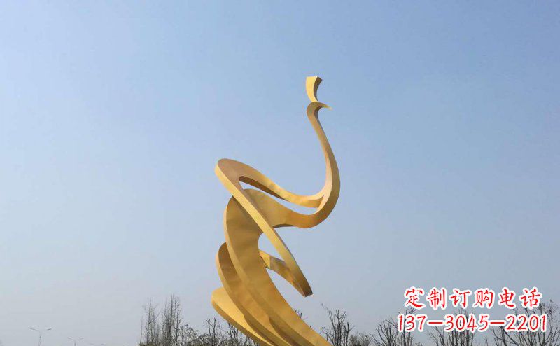公园不锈钢抽象凤凰雕塑 (4)
