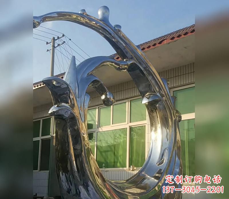 公园不锈钢抽象海浪雕塑