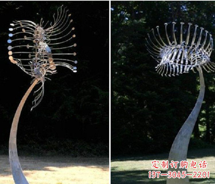 公园不锈钢抽象花朵雕塑 (2)