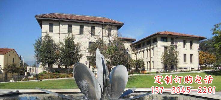 公园不锈钢抽象花朵喷泉雕塑