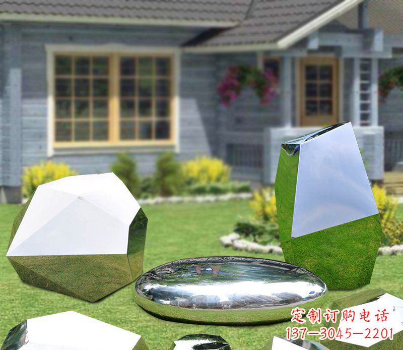 公园不锈钢抽象镜面水珠雕塑