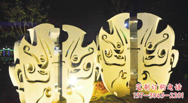 公园不锈钢抽象脸谱雕塑
