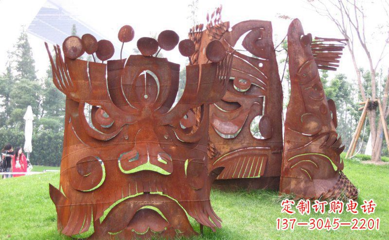 公园不锈钢抽象脸谱景观雕塑