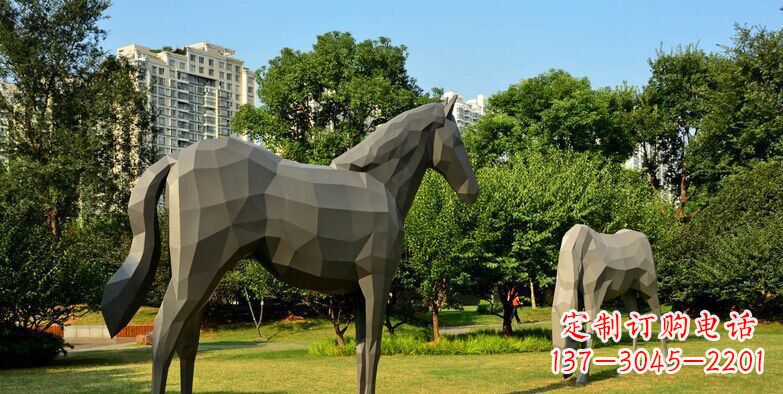 象马雕塑 - 公园/不锈钢/象马/动物 象马雕塑 - 公园/不锈钢/象马/动物