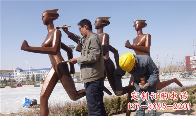公园不锈钢抽象跑步人物雕塑 (3)
