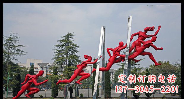 公园不锈钢抽象赛跑人物景观雕塑
